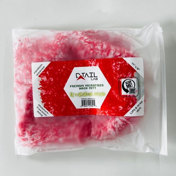 D-TAIL LAB MITAINE DE LAVAGE ROUGE ET BLANC EN MICROFIBRE